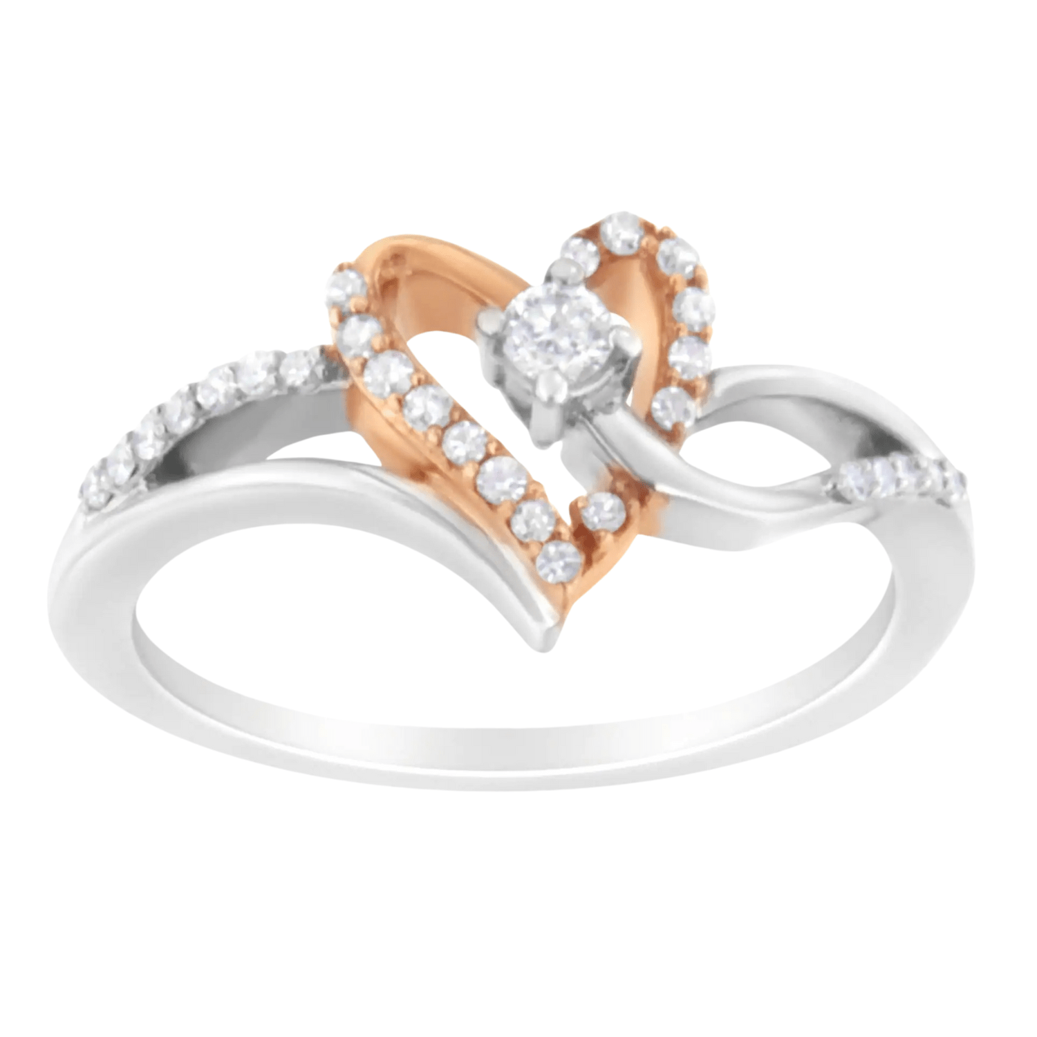 10K Rose Gold Plated Open Heart Diamond Ring – A Promise of Timeless Elegance - yourStore | 6, ,