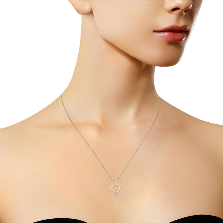 10K Two - Tone Gold Heart Necklace with Diamonds - 18'' Pendant | Elegant Infinity & Heart Design - yourStore | , ,