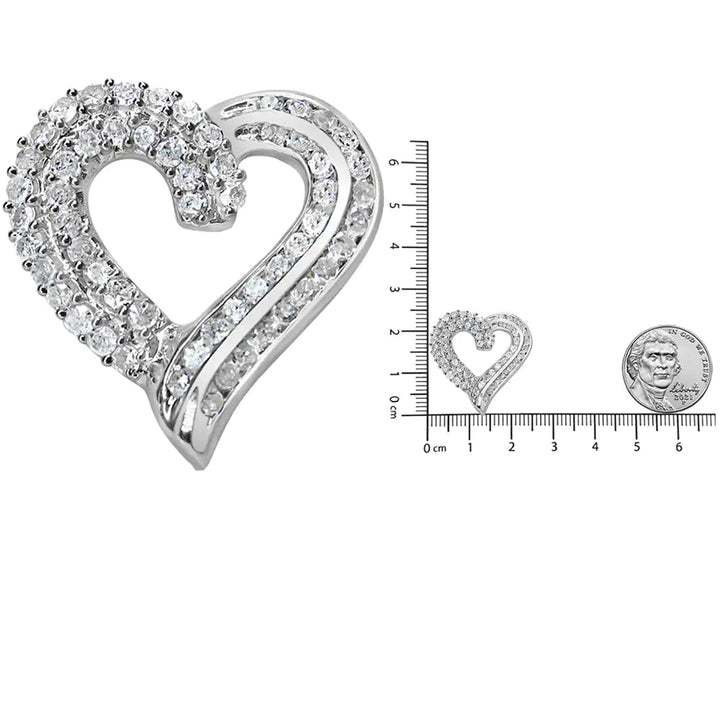 18' Diamond Heart Pendant Necklace Sterling Silver 1.0 Cttw | The Eternal Love - yourStore | , ,