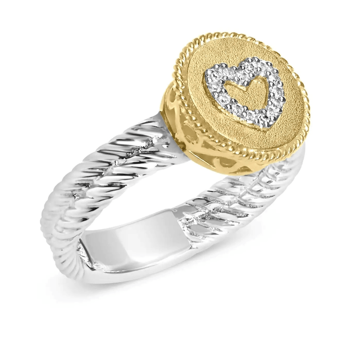 Exquisite 18K Gold - Plated Sterling Silver Diamond Heart Ring - yourStore | 6, ,