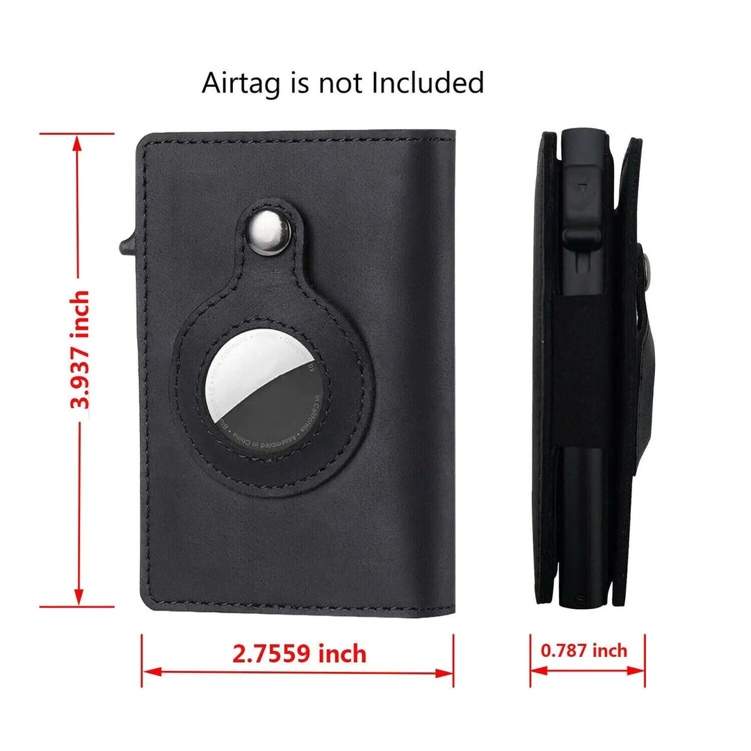 Genuine Leather AirTag Wallet - Slim Credit Card Holder - yourStore | Carbon Fiber, ,