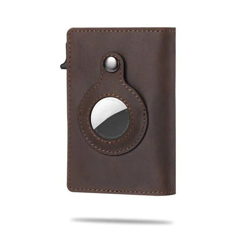 Genuine Leather AirTag Wallet - Slim Credit Card Holder - yourStore | Dark Brown, ,