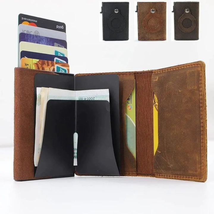 Genuine Leather AirTag Wallet - Slim Credit Card Holder - yourStore | Light Brown, ,