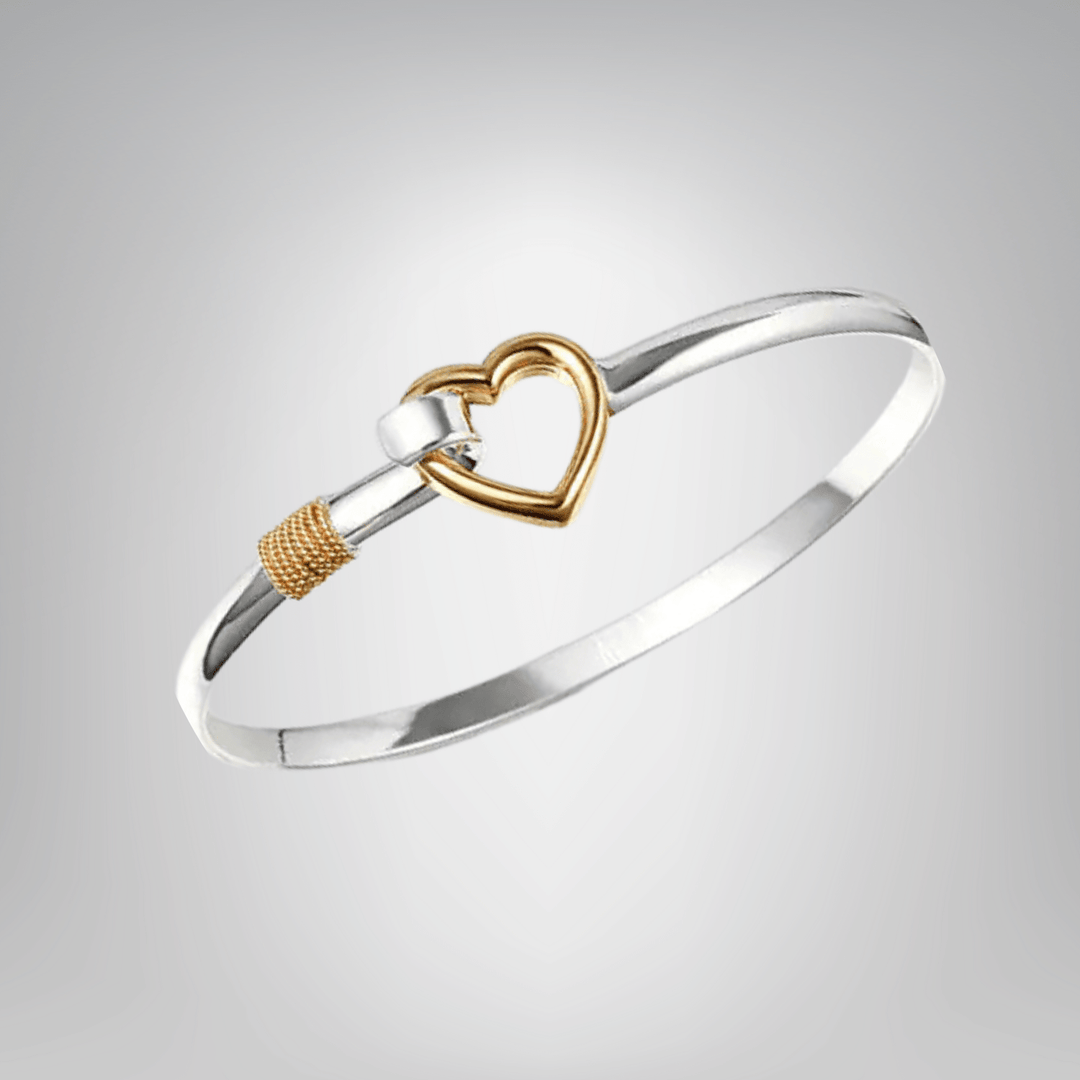 Hold My Heart Gold and Silver Polished Bracelet - Elegant Open Cuff Design for Women - yourStore | , ,