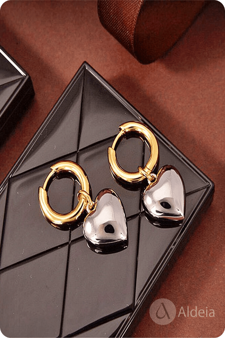 Minimalist Heart Earrings - yourStore | Silver Gold, ,